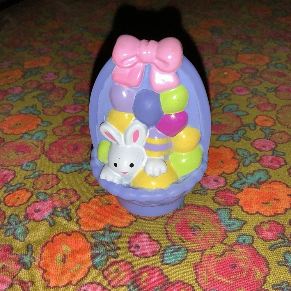 Fisher Price Little People PURPLE EASTER EGG BASKET White Bunny‎ Rabbit EGGS